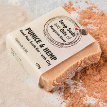 Load image into Gallery viewer, Pumice and Hemp Hand Feet Scrub Soap Bar with clay