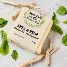 Load image into Gallery viewer, Shea and Hemp Shampoo Soap Bar with Peppermint