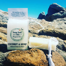 Load image into Gallery viewer, Coconut and Hemp Natural Soap on a Rope