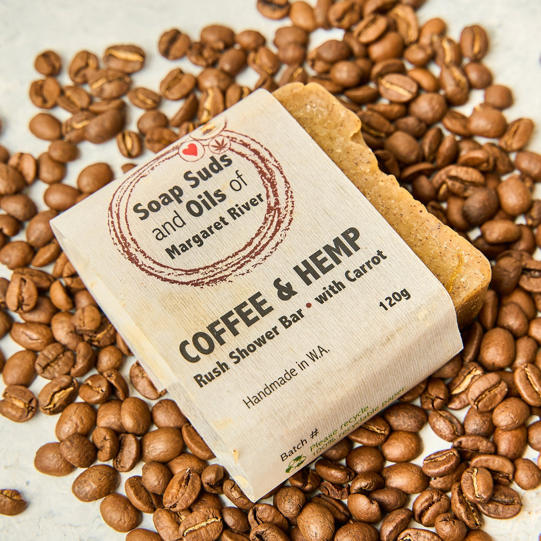 Coffee and Hemp Rush Shower Soap Bar with Carrot